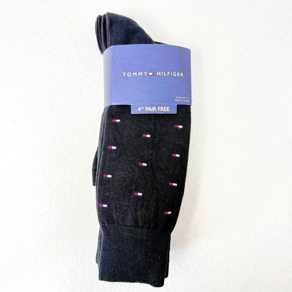 Tommy Hilfiger Mens Dress Socks 4 Pair Pack Black Comfort Blend Size 7-12